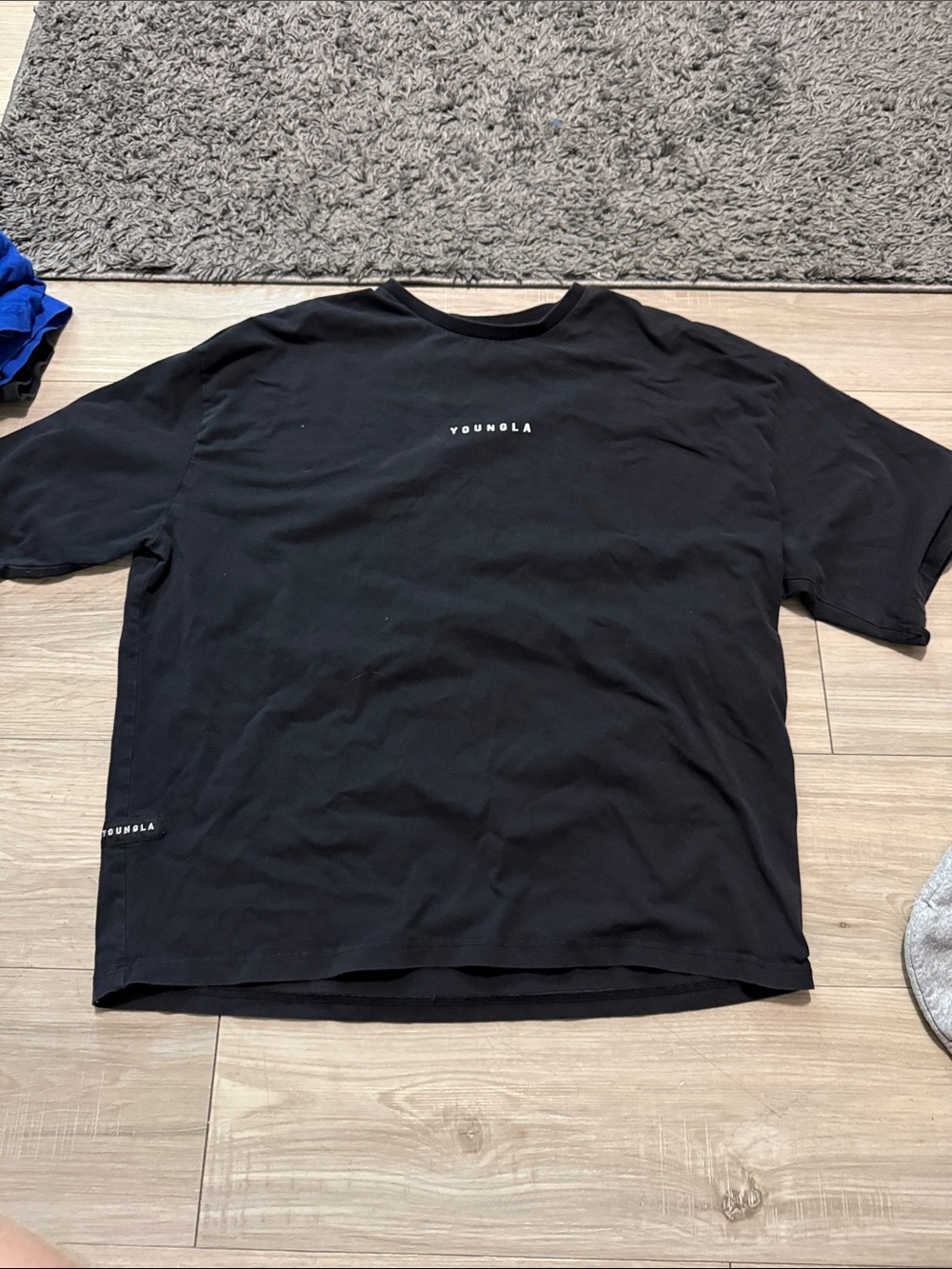 YoungLA Black Minimal Logo Oversized Short Sleeve Crew Tee